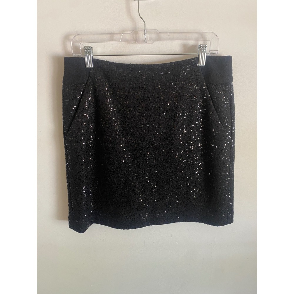 Ann Taylor Loft Black Sequin Mini Skirt Size 8 NWT Holiday Party Night Out